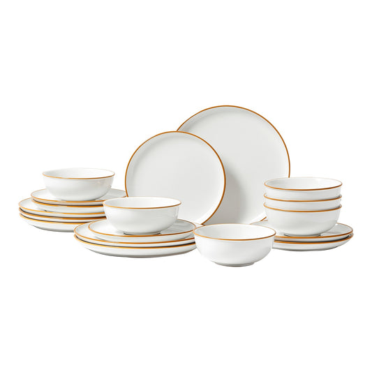 18 PCS Dinnerware Set Ceramic Plates And Bowls Sets Service For 6 White